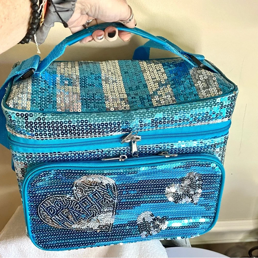 Justice Sequin Blue makeup or jewelry organizer sparkly overload